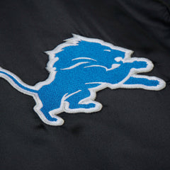 Detroit Lions Downtown Satin Full-Snap Hooded Jacket Black - Mitchell & Ness