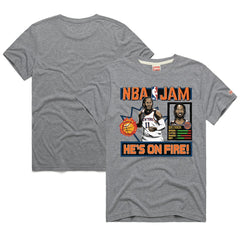 NBA - Jalen Brunson New York Knicks Homage Unisex NBA Jam Tri-Blend T-Shirt - Gray