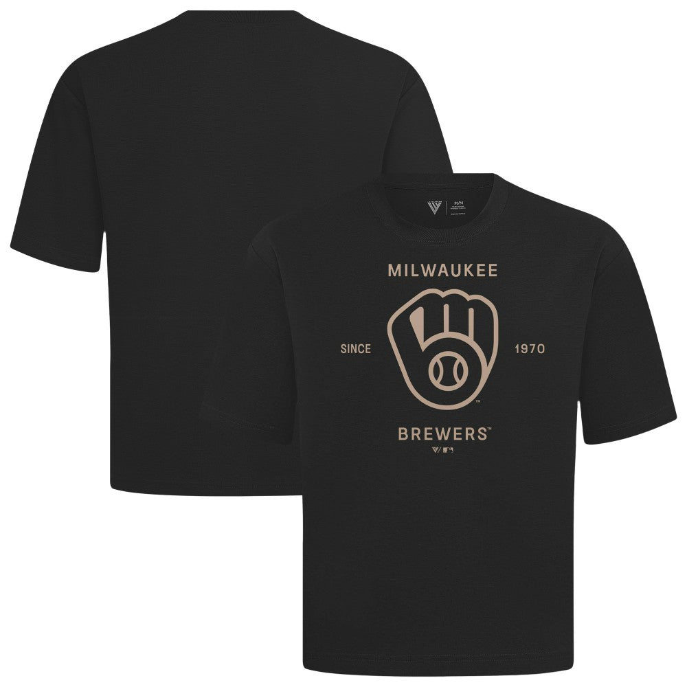 Milwaukee Brewers Levelwear Crossway Oversized Luxe Signature Knit T-Shirt Clearance