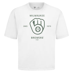 Milwaukee Brewers Levelwear Crossway Oversized Luxe Signature Knit T-Shirt On Sale