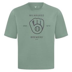 Milwaukee Brewers Levelwear Crossway Oversized Luxe Signature Knit T-Shirt On Sale