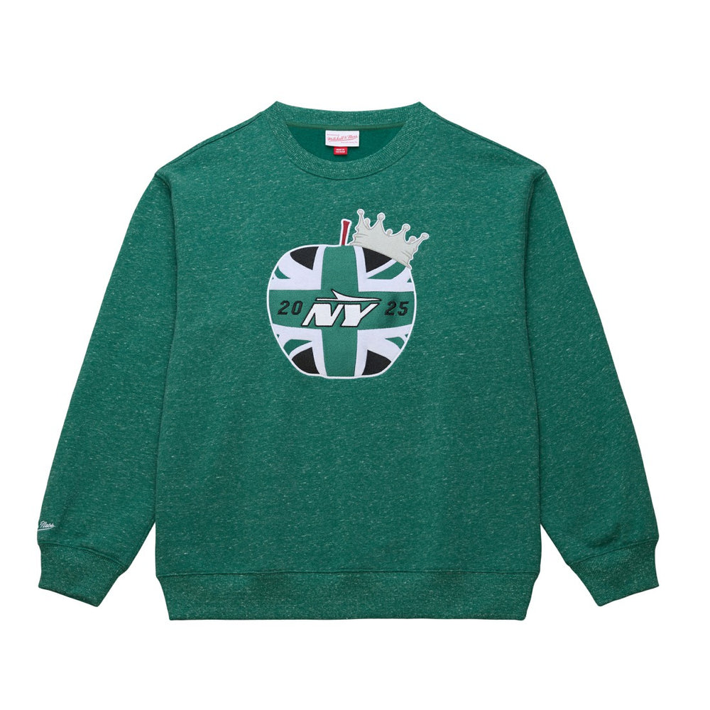 New York Jets Jets In London Throw It Back Fleece Sweatshirt Green - Mitchell & Ness