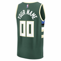 Fanatics - Milwaukee Bucks Youth Fast Break Custom Replica Jersey - Green - Icon Edition