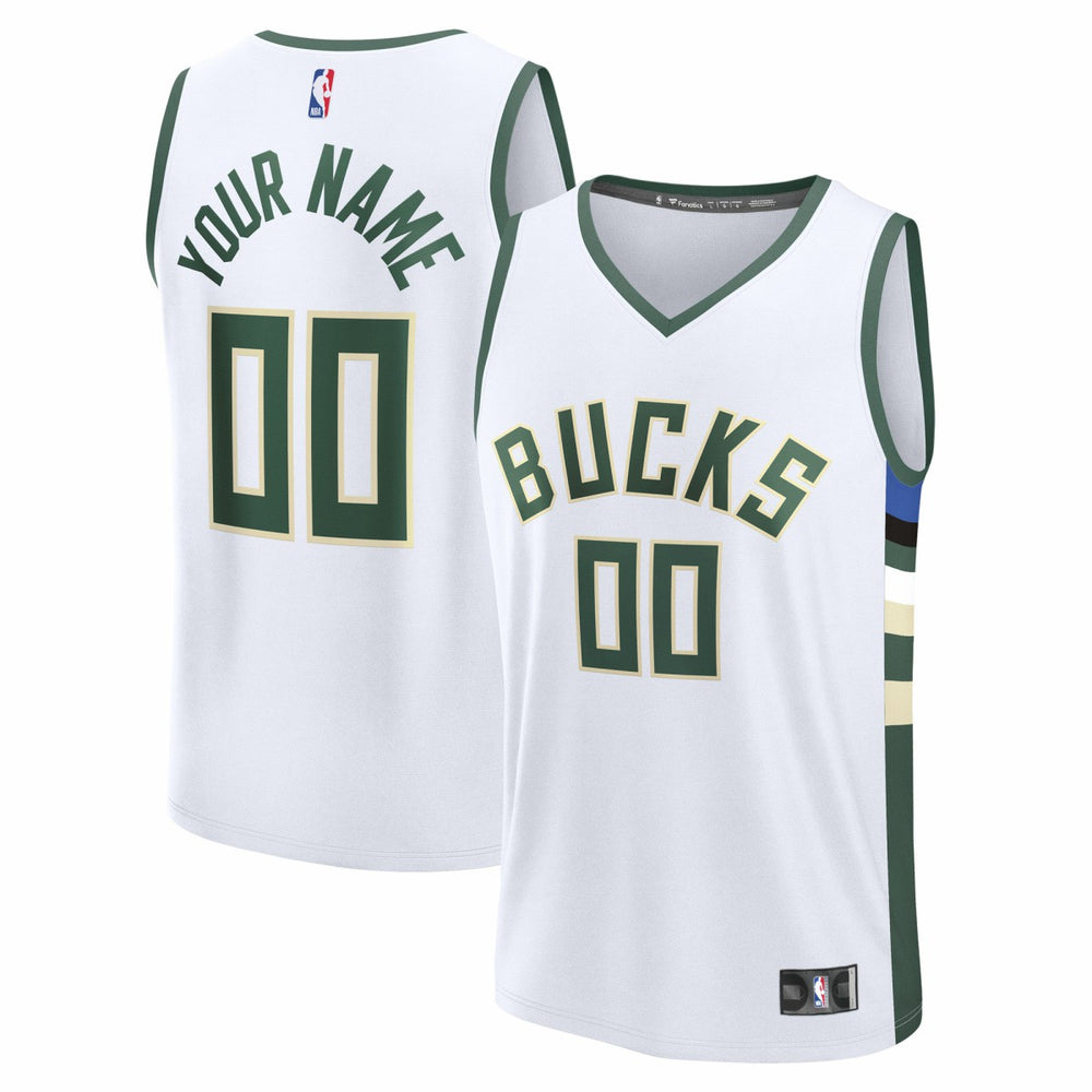 Fanatics - Milwaukee Bucks Fast Break Custom Jersey - Association Edition - White