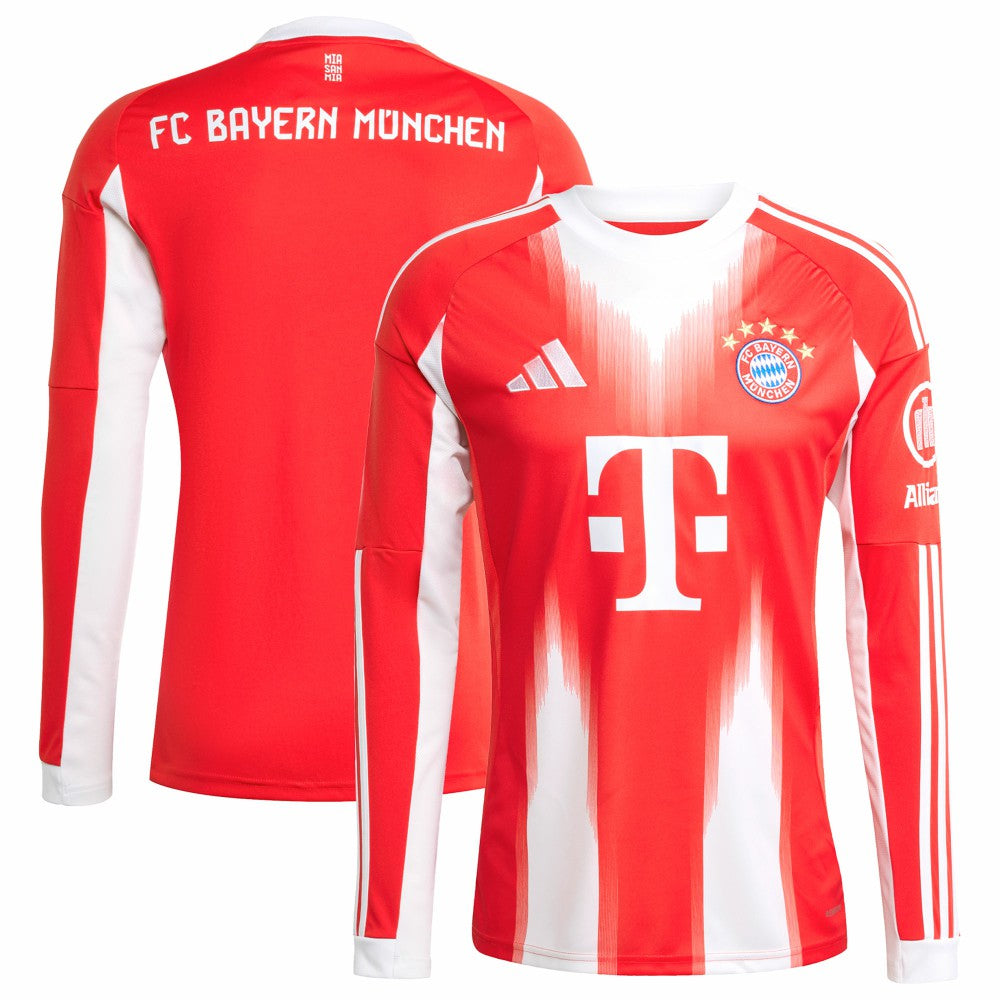 Adidas Bayern Munich 2025/26 Home Replica Long Sleeve Jerseys - Red