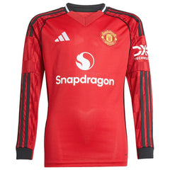 Adidas Manchester United Youth Home 2025/26 Replica Long Sleeve Jerseys - Red