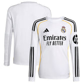 Adidas Real Madrid Youth 2025/26 Home Replica Long Sleeve Jerseys - White