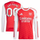 Adidas Arsenal 2025/26 Home Replica Long Sleeve Custom Jerseys - Red