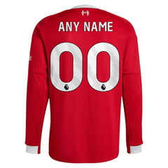 Adidas Liverpool 2025/26 Home Custom Replica Long Sleeve Jerseys - Red