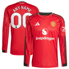 Adidas Manchester United Home 2025/26 Custom Replica Long Sleeve Jerseys - Red