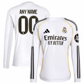 Adidas Real Madrid 2025/26 Home Replica Long Sleeve Custom Jerseys - White