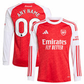 Adidas Arsenal Youth 2025/26 Home Replica Long Sleeve Custom Jerseys - Red