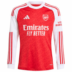 Adidas Arsenal Youth 2025/26 Home Replica Long Sleeve Custom Jerseys - Red