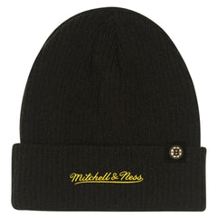 Boston Bruins Mitchell & Ness Youth Neon Line Lights Cuffed Knit Hat Black