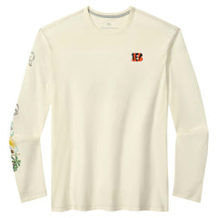 Cincinnati Bengals Oasis Endzone Lux Long Sleeve T-Shirt Cream - Tommy Bahama