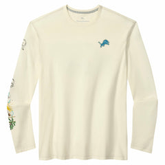 Detroit Lions Oasis Endzone Lux Long Sleeve T-Shirt Cream - Tommy Bahama