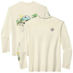 Pittsburgh Steelers Oasis Endzone Lux Long Sleeve T-Shirt Cream - Tommy Bahama