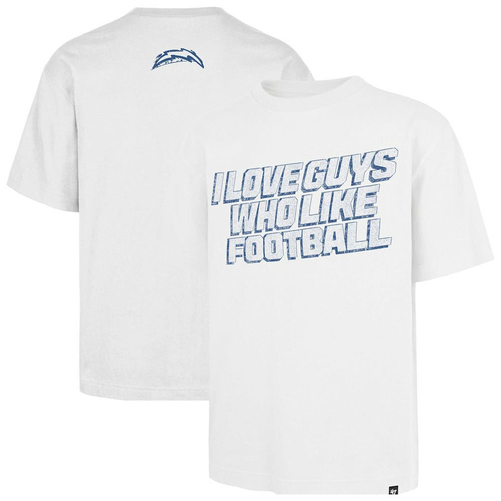 Los Angeles Chargers '47 Unisex I Love Guys Who Like Football Foundation T-Shirt White - 47 brand