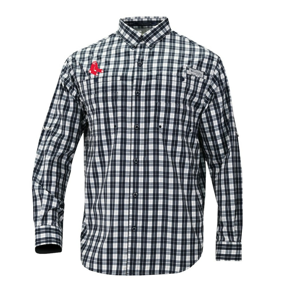 Boston Red Sox Columbia Super Tamiami Omni-Shade Long Sleeve Button-Down Shirt Lifestyle