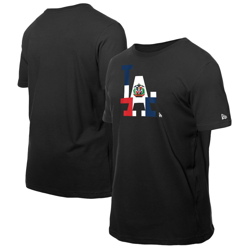 Los Angeles Dodgers New Era Dominican Republic Flag Logo T-Shirt Lifestyle