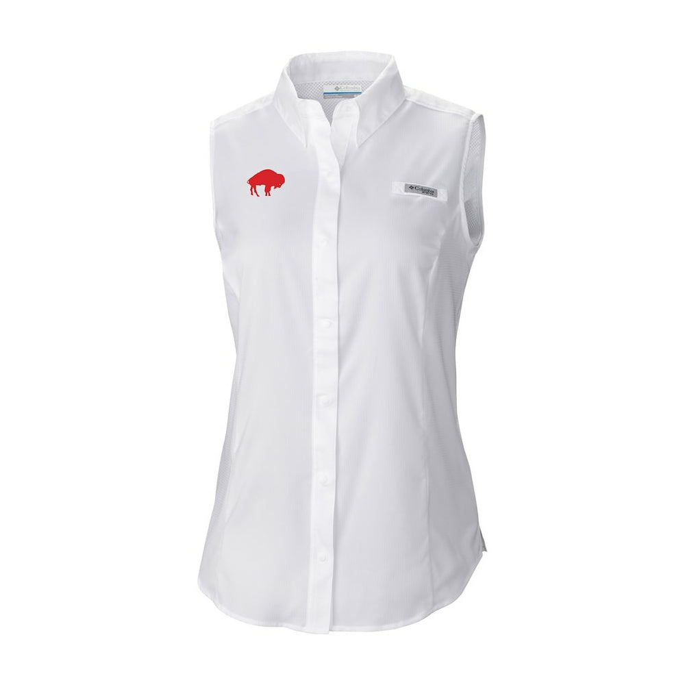 Buffalo Bills Women's Historic Tamiami Omni-Shade Sleeveless Button-Up Shirt White - Columbia