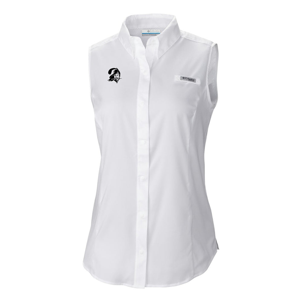 Tampa Bay Buccaneers Women's Historic Tamiami Omni-Shade Sleeveless Button-Up Shirt White - Columbia