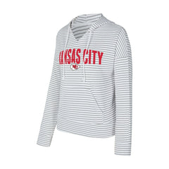 Kansas City Chiefs Concepts Sport Women's Liftoff Striped V-Neck Hoodie White/Gray - NFL