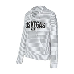 Las Vegas Raiders Concepts Sport Women's Liftoff Striped V-Neck Hoodie White/Gray - NFL