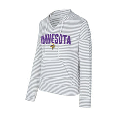 Minnesota Vikings Concepts Sport Women's Liftoff Striped V-Neck Hoodie White/Gray - NFL