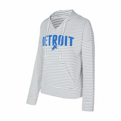 Detroit Lions Concepts Sport Women's Liftoff Striped V-Neck Hoodie White/Gray - NFL