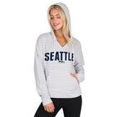Seattle Seahawks Concepts Sport Women's Liftoff Striped V-Neck Hoodie White/Gray - NFL