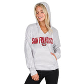 San Francisco 49ers Concepts Sport Women's Liftoff Striped V-Neck Hoodie White/Gray - NFL