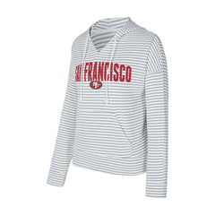 San Francisco 49ers Concepts Sport Women's Liftoff Striped V-Neck Hoodie White/Gray - NFL