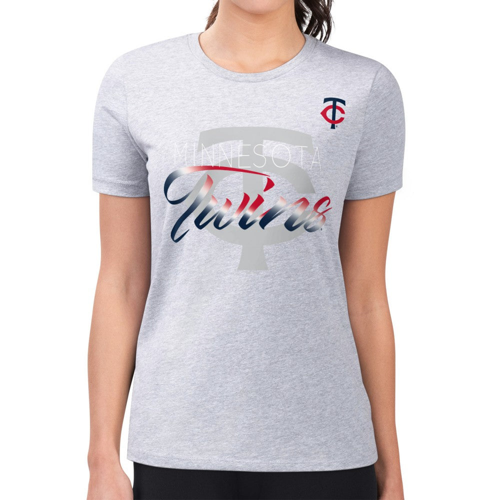 Minnesota Twins G-III 4Her by Carl Banks Women's Super-Slim Fit Lightweight Shadow Logo Graphic T-Shirt Lifestyle