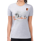 Baltimore Orioles G-III 4Her by Carl Banks Women's Super-Slim Fit Lightweight Shadow Logo Graphic T-Shirt On Sale