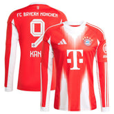 Adidas Harry Kane Bayern Munich 2025/26 Home Replica Long Sleeve Jerseys - Red