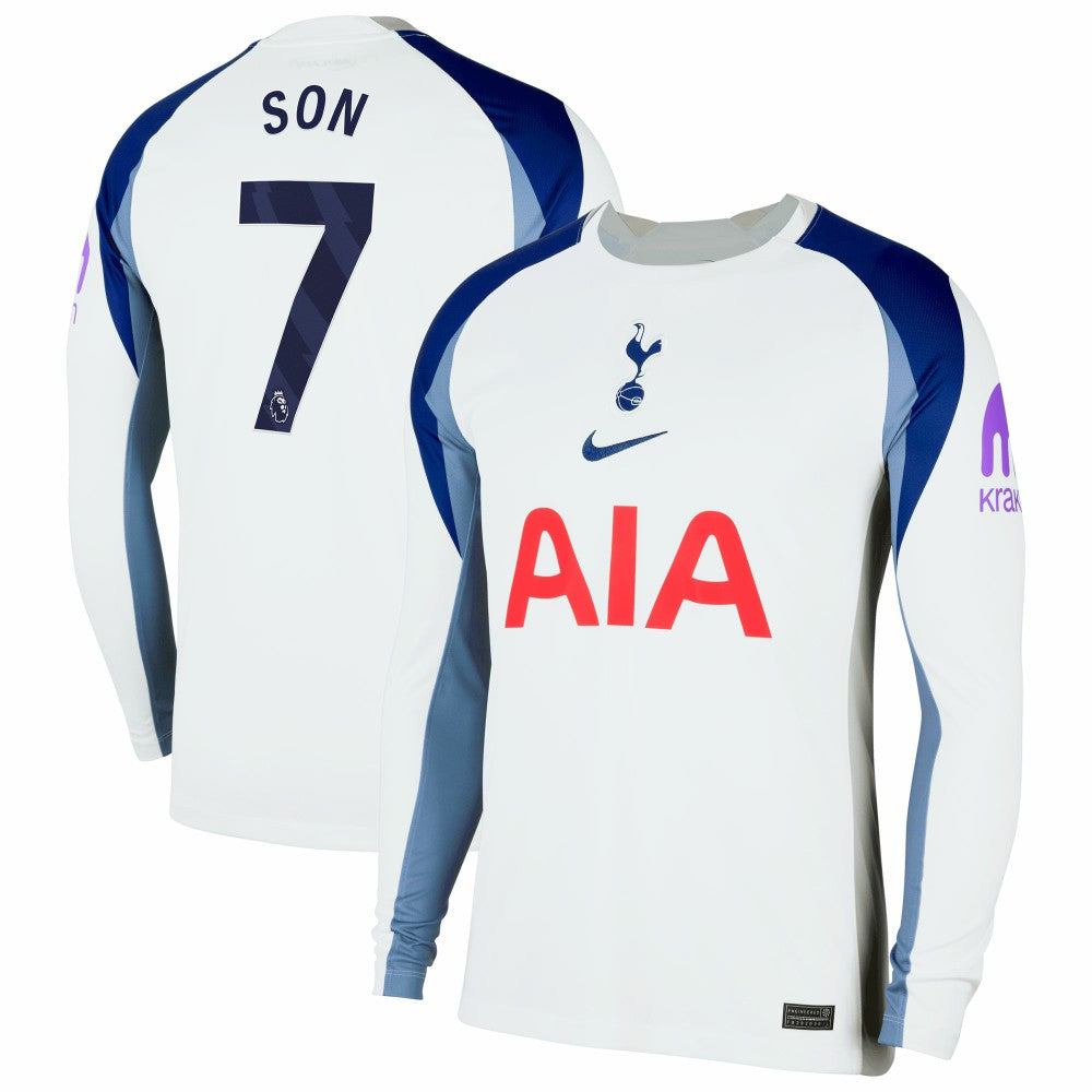 Nike Son Heung-Min Tottenham Hotspur 2025/26 Home Replica Long Sleeve Jerseys - White