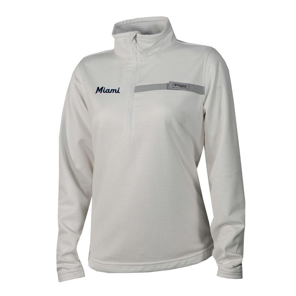 Miami Marlins Columbia Women's Skiff Guide Fleece Half-Zip Pullover Jacket Sale