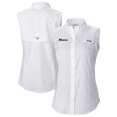 Miami Marlins Columbia Women's Tamiami Sleeveless Shirt Clearance