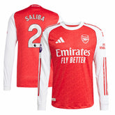 Adidas William Saliba Arsenal 2025/26 Home Long Sleeve Player Jerseys - Red