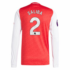 Adidas William Saliba Arsenal 2025/26 Home Long Sleeve Player Jerseys - Red