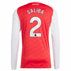 Adidas William Saliba Arsenal 2025/26 Home Replica Long Sleeve Player Jerseys - Red
