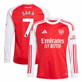Adidas Bukayo Saka Arsenal Youth 2025/26 Home Replica Long Sleeve Player Jerseys - Red