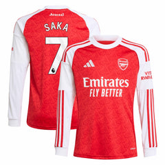 Adidas Bukayo Saka Arsenal Youth 2025/26 Home Replica Long Sleeve Player Jerseys - Red