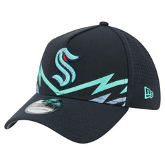 Seattle Kraken New Era Zig Zag 39THIRTY A-Frame Perforated Flex Hat Deep Sea Blue