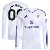 Adidas Manchester United 2025/26 Away Replica Long Sleeve Custom Jerseys - White