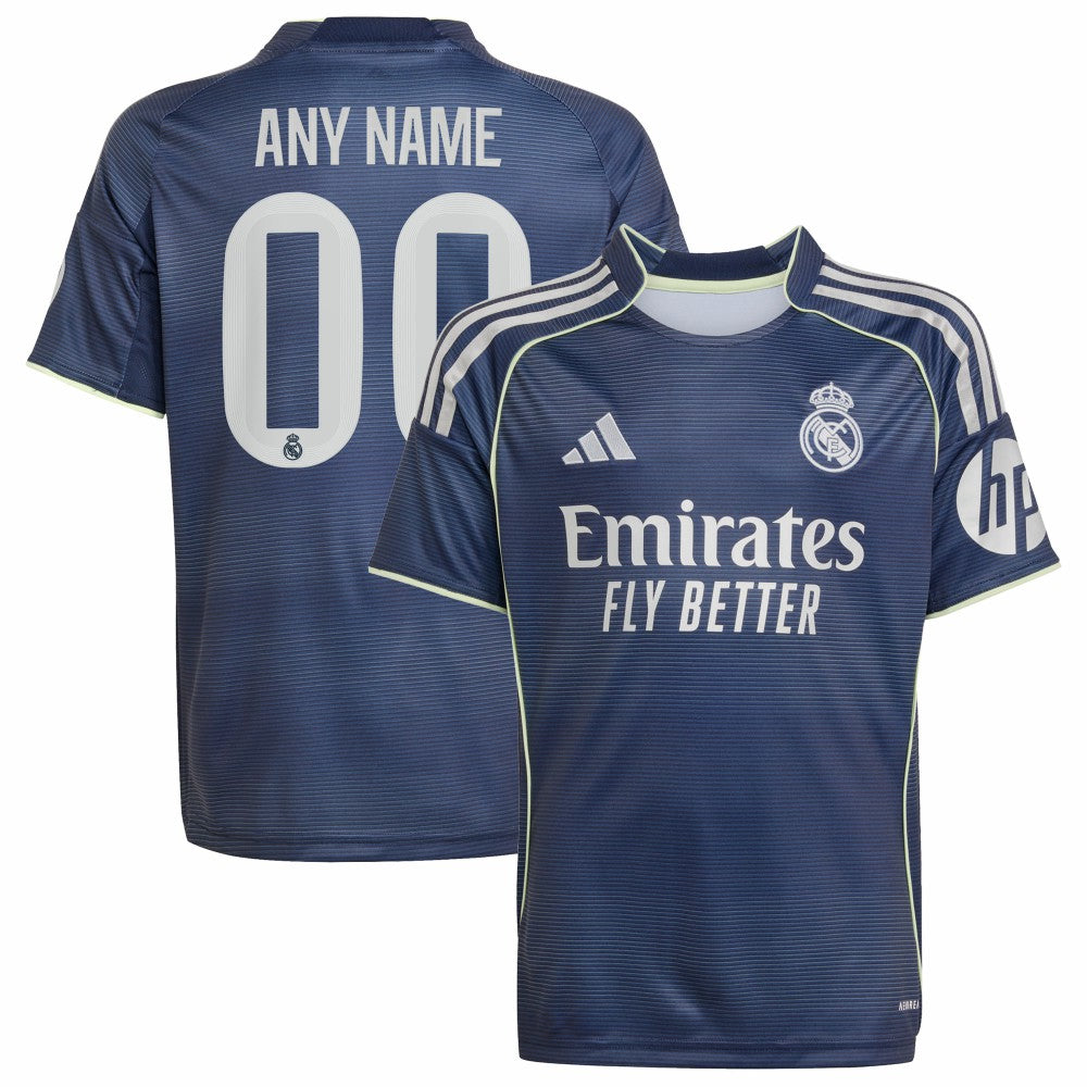 Adidas Real Madrid Youth 2025/26 Away Replica Custom Jerseys - Blue