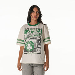 NBA - Boston Celtics The Wild Collective Women's Vintage Drop Shoulder Oversized Boyfriend T-Shirt - Cream