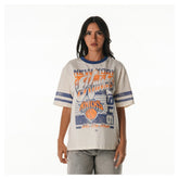 NBA - New York Knicks The Wild Collective Women's Vintage Drop Shoulder Oversized Boyfriend T-Shirt - Cream
