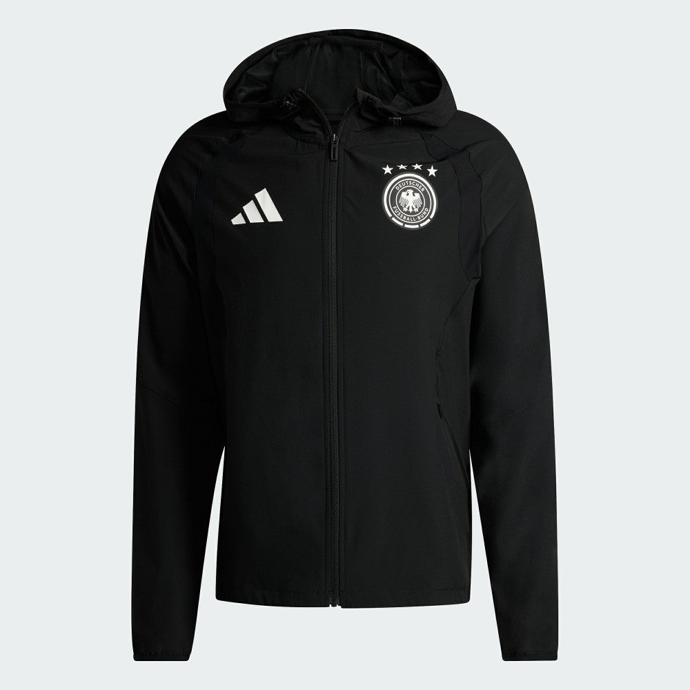 Adidas Germany National Team FIFA x World Cup 2026 Tiro Travel Raglan Full-Zip Windbreaker Hoodie - Black